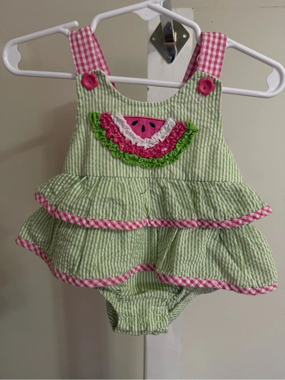 Nannette Watermelon Ruffle Romper